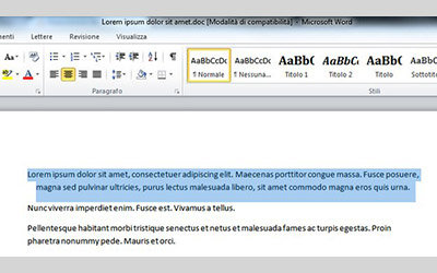 Selezionare testo in Word