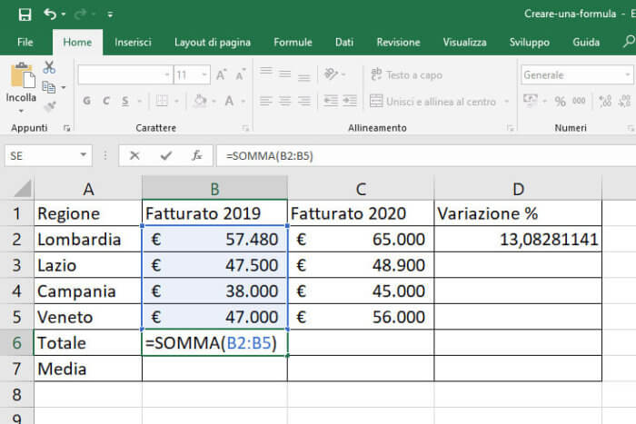 usare le funzioni: funzione-somma